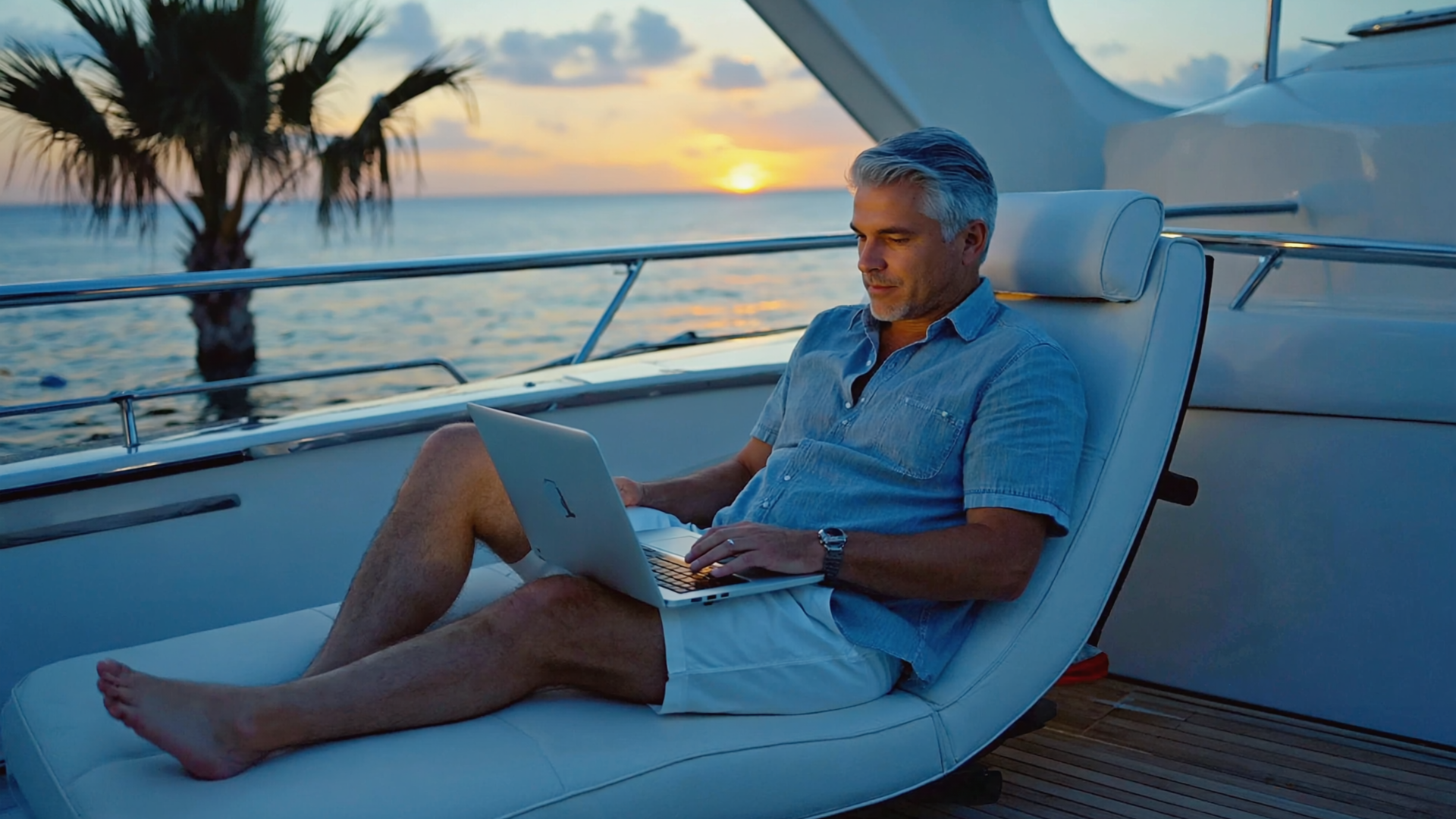 Man on yacht